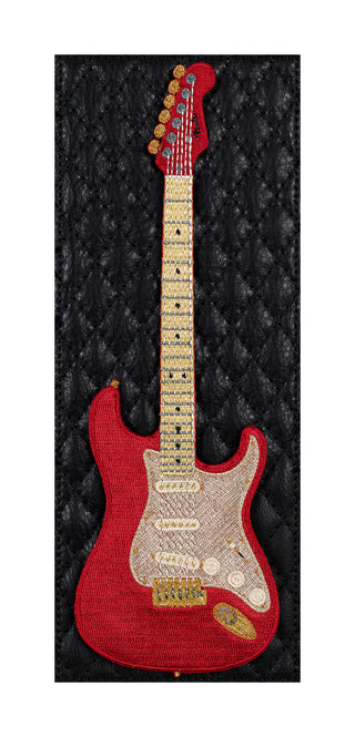 Red Stratocaster Quilted Black Leather 5"x12"