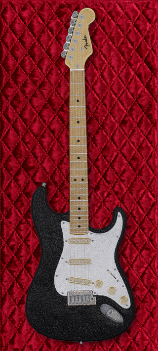 Black Strat with Quilted Background