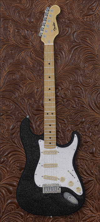 Black Strat with Quilted Background