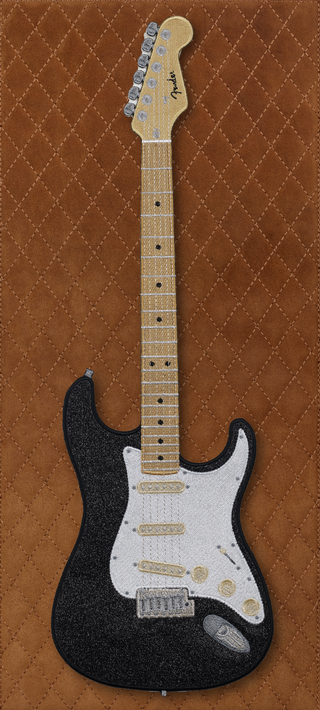 Black Strat with Quilted Background