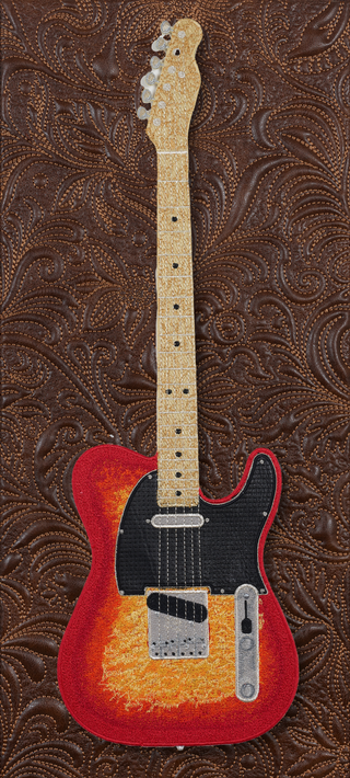 Red Tele with Quilted Background