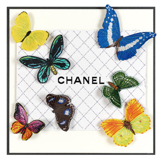 Chanel White Butterfly Swarm 12"12" - Stephen Wilson Studio