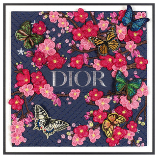 Dior Navy Cherry Blossoms 12"x12" - Stephen Wilson Studio